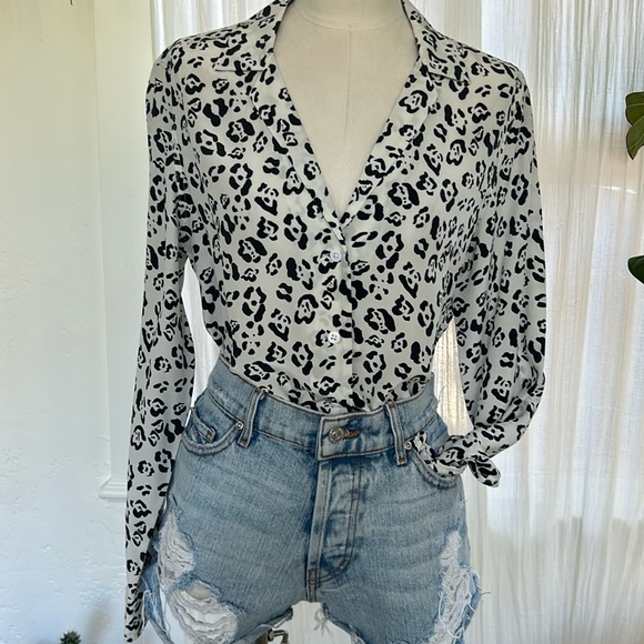 Equipment Animal Print Silk Button Down Blouse - Picture 1 of 7